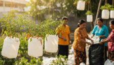 Ide Kebun Cabai Gantung dari Galon Bekas dan Tali Gantung untuk Ibu-ibu Penggerak Bank Sampah/AI