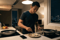 Ilustrasi makan malam. Cara berpikir tentang makanan, termasuk menikmati makanan tanpa rasa bersalah, ternyata berperan penting dalam membantu menurunkan berat badan.(Google Gemini AI)
