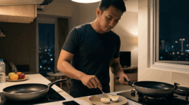 Ilustrasi makan malam. Cara berpikir tentang makanan, termasuk menikmati makanan tanpa rasa bersalah, ternyata berperan penting dalam membantu menurunkan berat badan.(Google Gemini AI)
