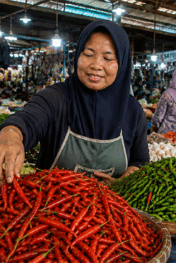 Cabai dan Daging Naik di Pasar Tanjung Bajure Sungai Penuh
