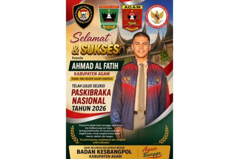 Pelajar SMAN Agam Cendikia Kabupaten Agam, Ahmad Alfatih dinyatakan lolos sebagai anggota Paskibraka tingkat nasional pada 2026.( poto : ANTARA )