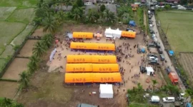 Pembangunan hunian sementara (huntara) untuk korban bencana yang rumahnya rusak parah dan tidak bisa ditinggali di Padang Pariaman. ( poto : padangkita.com )