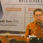 Menteri Kebudayaan Republik Indonesia Fadli Zon saat menjadi pembicara utama dalam Simposium Pabrik Indarung I di Wisma Indarung PT Semen Padang( poto : padangkita.com )