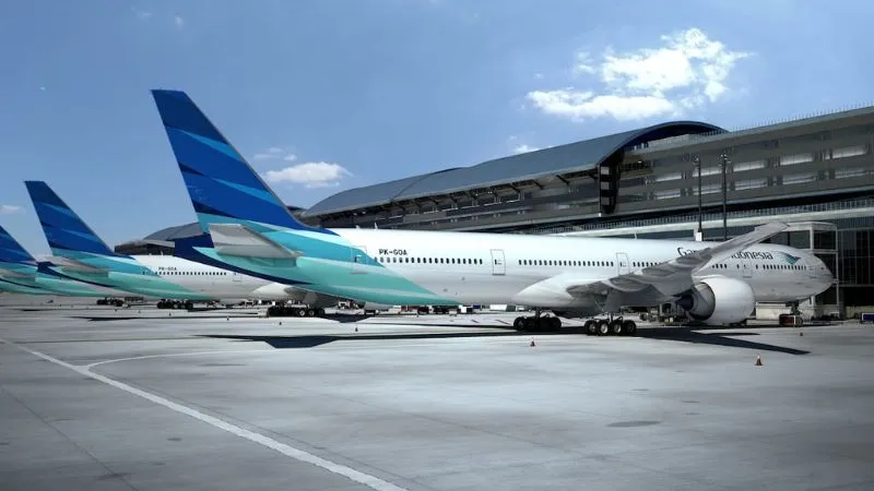 Deretan pesawat milik maskapai penerbangan Garuda Indonesia. ( poto : padangkita.com )