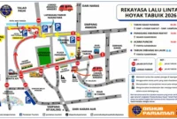 
Sumbar
Rekayasa Lalu Lintas Hoyak Tabuik Piaman 2026 di Pariaman, Dishub Siapkan Jalur Alternatif dan Kantong Parkir
Hendra Efison
Sabtu, 27 Jun 2026 | 21:30 WIB
Rekayasa Lalu Lintas Hoyak Tabuik Piaman 2026 di Pariaman, Dishub Siapkan Jalur Alternatif dan Kantong Parkir
Dinas Perhubungan Kota Pariaman memberlakukan rekayasa lalu lintas dan menyiapkan sejumlah kantong parkir selama puncak Pesona Budaya Hoyak Tabuik Piaman, Minggu 28 Juni 2026.( poto : padek.jawapos.com )