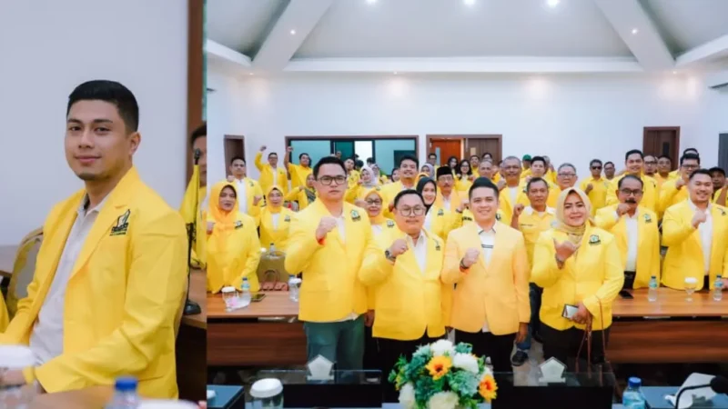 Muhammad Rizky Ananda, B.Mkt(Hons.), pengurus Bidang Kaderisasi dan Keanggotaan DPD Partai Golkar Kota Padang, mengikuti Rapat Pleno DPD Partai Golkar Kota Padang, Sabtu (27/6/2026).( poto : padek.jawapos.com )