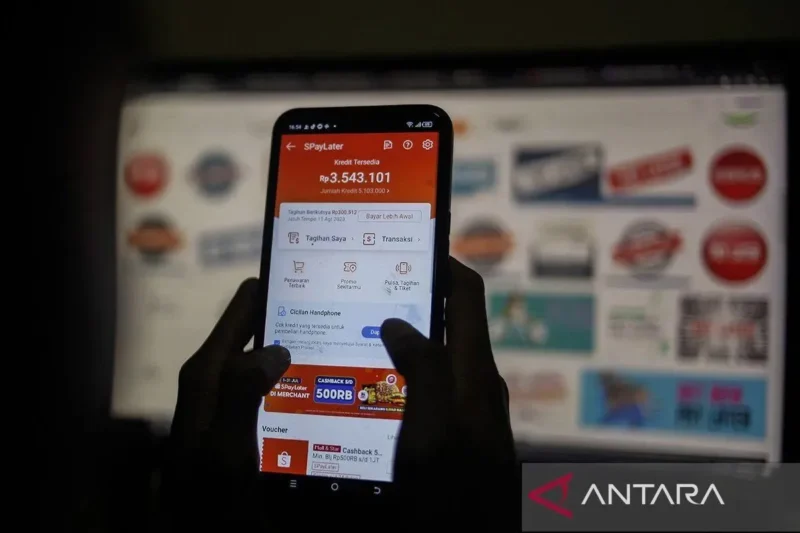 Nasabah mengakses aplikasi e-commerce dengan layanan paylater atau Buy Now Pay Later.( ilustrasi poto : ANTARA )