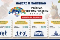 Prosesi Hoyak Tabuik Piaman 2026 mencapai puncaknya di Pantai Gandoriah, Kota Pariaman, Minggu (28/6/2026).( poto : padek.jawapos.com )