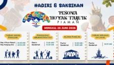 Prosesi Hoyak Tabuik Piaman 2026 mencapai puncaknya di Pantai Gandoriah, Kota Pariaman, Minggu (28/6/2026).( poto : padek.jawapos.com )