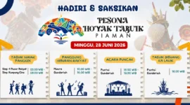 Prosesi Hoyak Tabuik Piaman 2026 mencapai puncaknya di Pantai Gandoriah, Kota Pariaman, Minggu (28/6/2026).( poto : padek.jawapos.com )