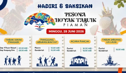 Pesona Hoyak Tabuik Piaman 2026 mencapai puncak pada 28 Juni. Simak jadwal lengkap prosesi adat di Pantai Gandoriah, Kota Pariaman.