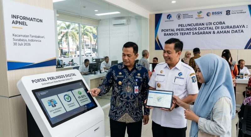 Pemerintah mempercepat integrasi data lintas kementerian dan lembaga melalui Portal Perlinsos Digital bansos.(ilustrasi poto: AI)