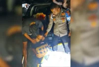 Polisi mengamankan sejumlah paket ganja yang ditemukan dalam bagasi minibus yang mengalami kecelakaan.(poto: padangkita.com).