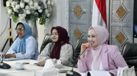 Ketua TP-PKK Kota Padang, Dian Puspita Fadly Amran saat memimpin rapat teknis persiapan menghadapinya Jambore PKK Sumbar.(poto: padangkita.com).