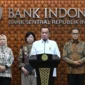 Menteri Sekretaris Negara, Prasetyo Hadi menyampaikan keterangan pers di Gedung Bank Indonesia, Jakarta, Senin (27/7/2026).(poto: padangkita.com).