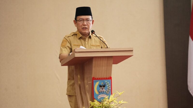 Wali Kota Payakumbuh Zulmaeta menyampaikan sambutan pada pelaksanaan Monitoring Implementasi Indikator Kabupaten/Kota Ber-Aksi.( poto: koranpadang.com).