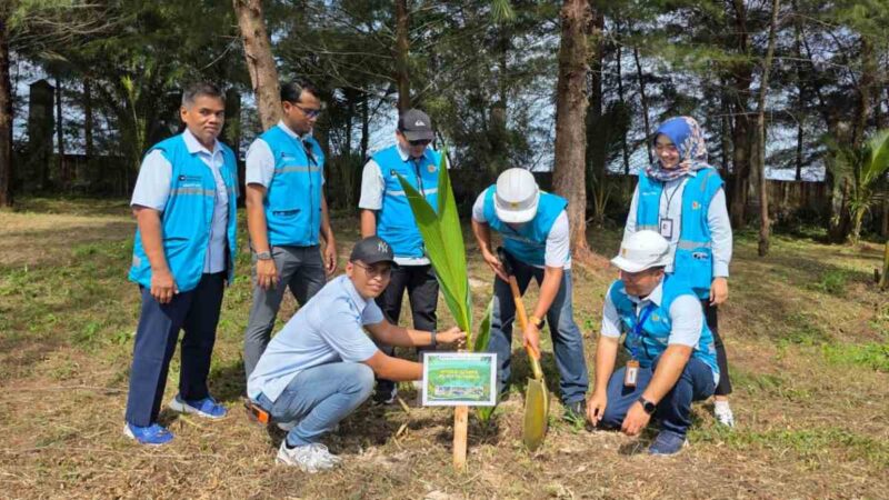 PLN UID Sumatera Barat berkontribusi nyata dengan menyerahkan 100 bibit pohon dalam kunjungan kerja Menteri Lingkungan Hidup.(poto: radarsumbar.com).