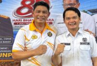 Wakil Ketua Umum IV KONI Sumatera Barat Reido Deskumar menghadiri pembukaan Turnamen Tenis Eksekutif Kapolda Sumbar Tahun 2026 di Lapangan Indoor UNP Padang pada Sabtu 25 Juli 2026.(poto: radarsumbar.com).