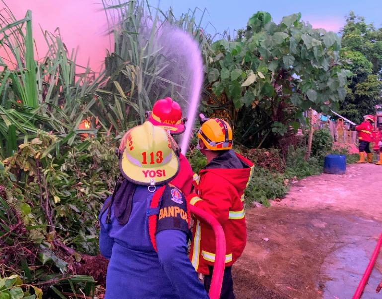 Kebakaran lahan kosong komplek Perumahan Pondok Indah Permai Blok A-19, Kelurahan Dadok Tunggul Hitam.(poto: arunala.com),
