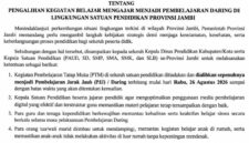 Surat edaran Gubernur Jambi.(poto: jemarionline.com).