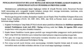 Surat edaran Gubernur Jambi.(poto: jemarionline.com).