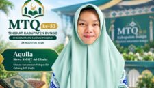 Aquila, siswa SMAIT Ad-Dhuha yang menjadi utusan Kecamatan Pelepat Ilir pada cabang 500 Hadis MTQ ke-53 tingkat Kabupaten Bungo.(poto: jambiprima.com).