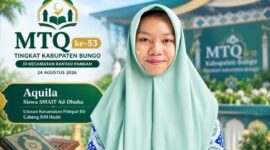 Aquila, siswa SMAIT Ad-Dhuha yang menjadi utusan Kecamatan Pelepat Ilir pada cabang 500 Hadis MTQ ke-53 tingkat Kabupaten Bungo.(poto: jambiprima.com).