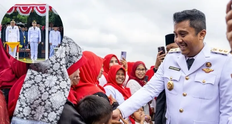 Vasko Ruseimy memimpin langsung upacara peringatan HUT ke-81 Kemerdekaan Republik Indonesia di Kecamatan Kamang Baru, Kabupaten Sijunjung, Senin (17/8/2026).(poto: padangkita.com).