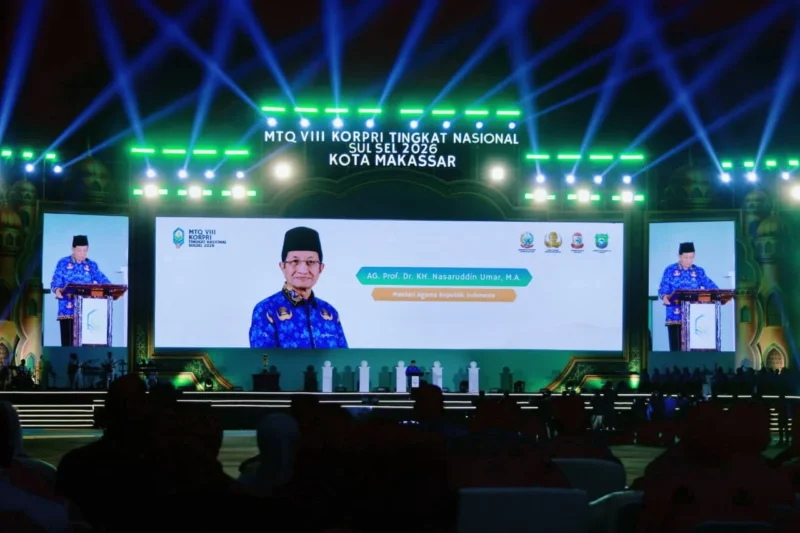 Menteri Agama KH Nasaruddin Umar membuka gelaran MTQ VIII KORPRI di Kota Makassar, Sulawesi Selatan, pada Senin (24/8/2026).(poto: actualita.co).