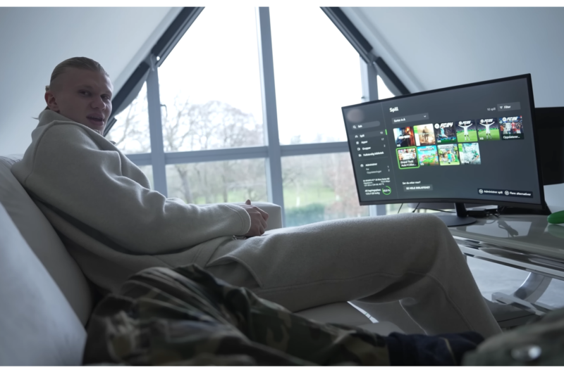 Erling Haaland pamer ruang gaming pribadinya melalui unggahan video berdurasi delapan menit di kanal YouTube resmi.(poto: kompas.com).