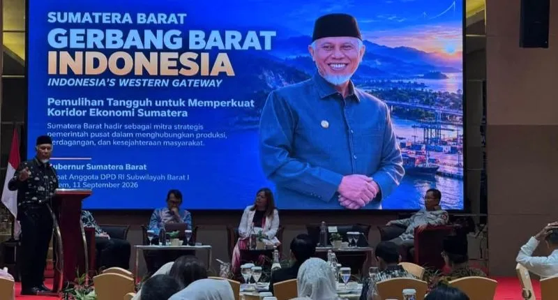 Gubernur Sumatera Barat Mahyeldi Ansharullah menyampaikan langsung empat strategi utama tersebut dalam Rapat Anggota DPD RI Subwilayah Barat I di Batam, Jumat (11/9/2026).(poto: padangkita.com).