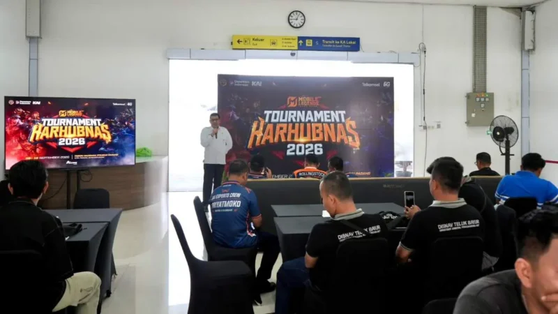 PT Kereta Api Indonesia (Persero) Divisi Regional II Sumatera Barat menyelenggarakan turnamen Mobile Legends Harhubnas 2026 di Peron Bandara Stasiun Padang, Rabu (9/9/2026).(poto: radarsumbar.com).