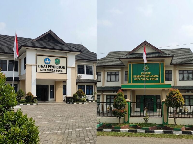Ilustrasi kantor Dinas Pendidikan Kota Sungai Penuh dan kantor Kementerian Agama Koata Sungai Penuh.(poto: AI).