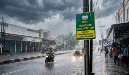 BMKG memprakirakan hujan sedang hingga ekstrem guyur Indonesia Minggu (25/10/2026). Simak daftar wilayah dan faktor pemicunya.