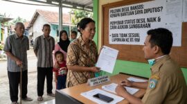 Ilustrasi warga mengadukan sanggahan kepada perangkat desa.(poto: AI).