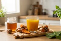 Seduhan kunyit hangat, madu alami, dan lidah buaya yang ampuh meredakan gejala asam lambung serta maag.