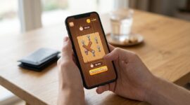 Ilustrasi Aktivitas bermain game teka-teki logika pengumpul koin digital di ponsel untuk mengisi waktu luang.(poto: AI).