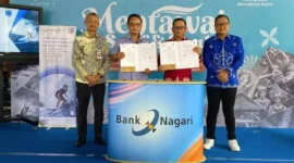 Bank Nagari dan Pemkab Mentawai terapkan digitalisasi retribusi selancar via QRIS.(poto: padangkita.com).