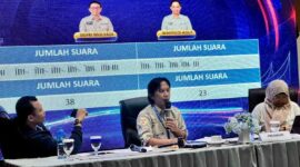 Defri Mulyadi resmi memimpin kembali IJTI Sumbar periode 2026–2030 setelah memenangi pemungutan suara di Musda V Padang.(poto: radarsumbar.com).