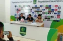 Pelatih Sumsel United, M Nasuha saat jumpa pers usai laga menghadapi Semen Padang FC.(poto: padangkita.com).