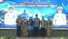 Pemerintah Provinsi Sumatera Barat menyambut pimpinan baru Komando Daerah TNI Angkatan Laut (Kodaeral) II di Auditorium Gubernuran, Padang, Senin (26/10/2026).(poto: radarsumbar.com).