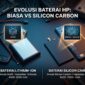Ilustrasi:Simak beda baterai Silicon Carbon vs Lithium-ion biasa di HP: kapasitas jauh lebih jumbo, tapi bodi tetap tipis!(poto: AI).